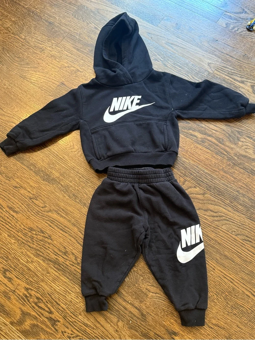 Nike Kids Black Hoodie & Joggers Set with White Logo